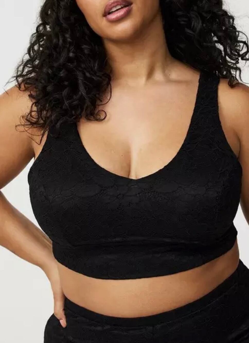 NWT Torrid Cotton Stretch Lace Sleep Bralette Black 2X Floral Lace Wireless